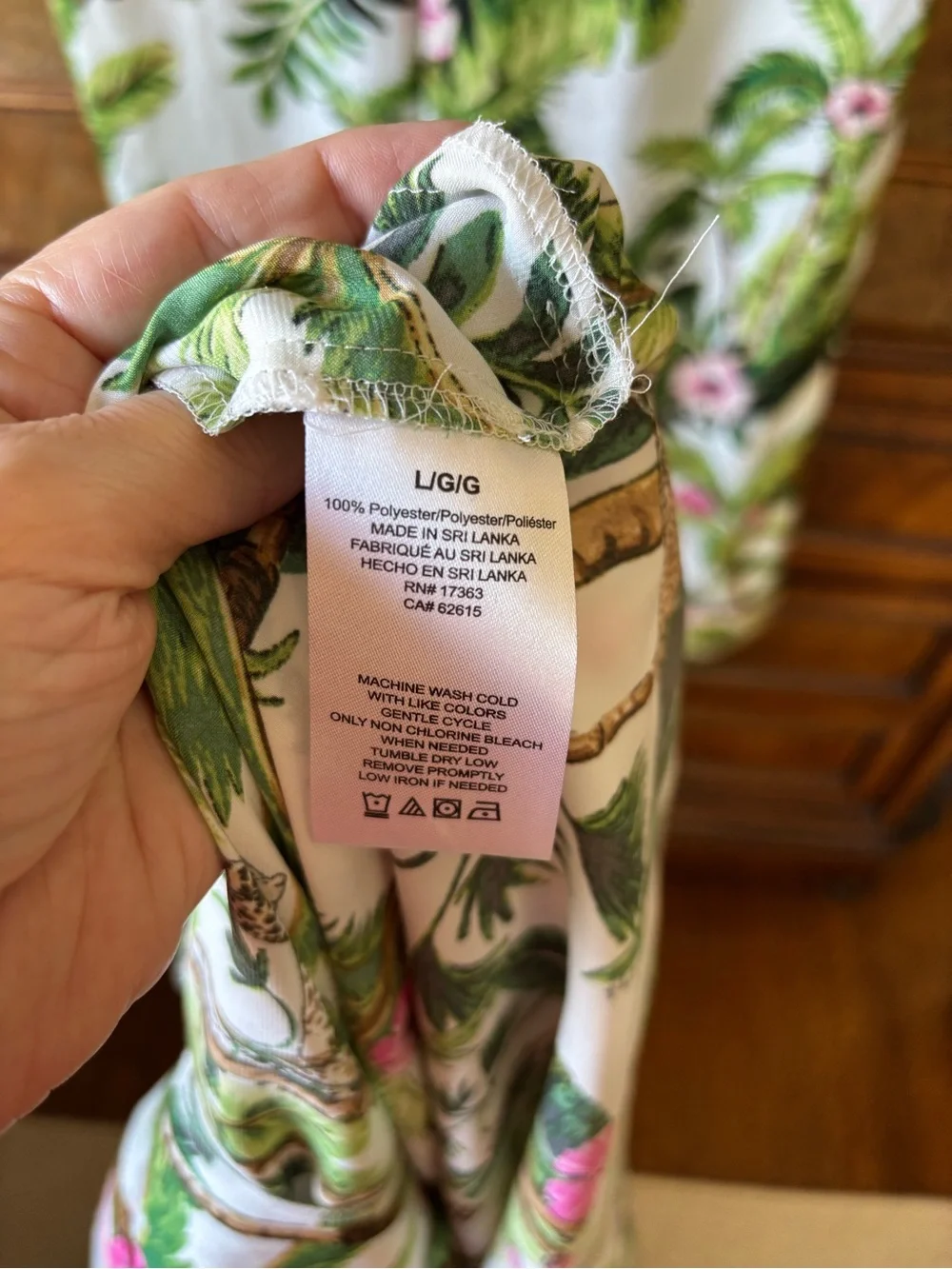 Shady Lady Tropical Pajama Set Monkeys & Palms & Hibiscus Flowers Women’s Large